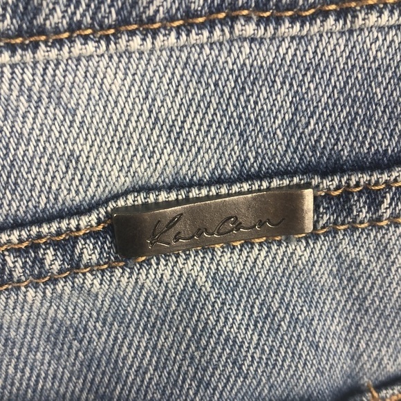 KanCan Mid Rise Distressed Blue Denim Cut Offs 100% Cotton Size 28/9 Jean Shorts - Picture 13 of 16